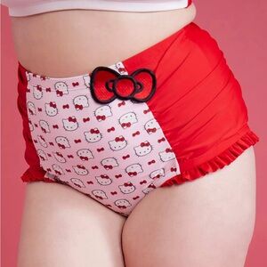 Hello Kitty Face & Bows High-Waisted‎ Swim Bottoms Plus Size Hot Topic Sanrio